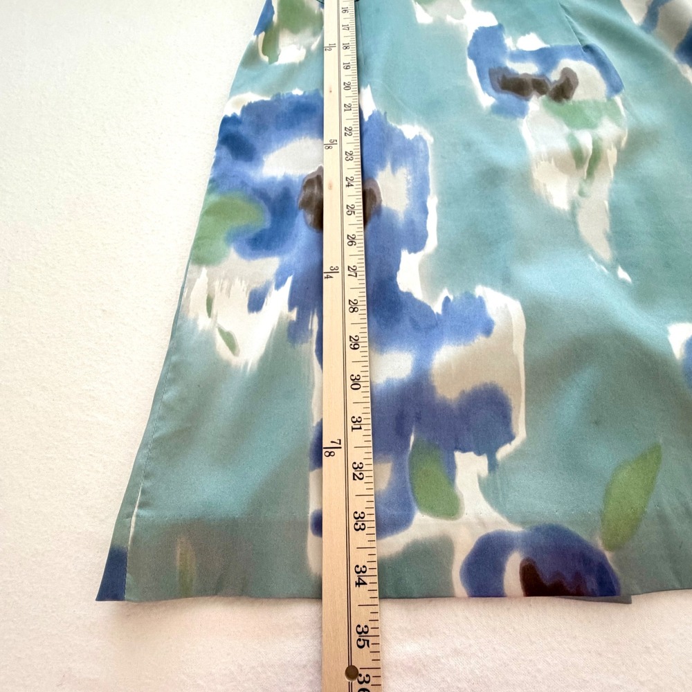 Ann Taylor Silk Halter Sheath Dress Watercolor Floral Coastal Quiet Luxury Sz 0P - Picture 9 of 14